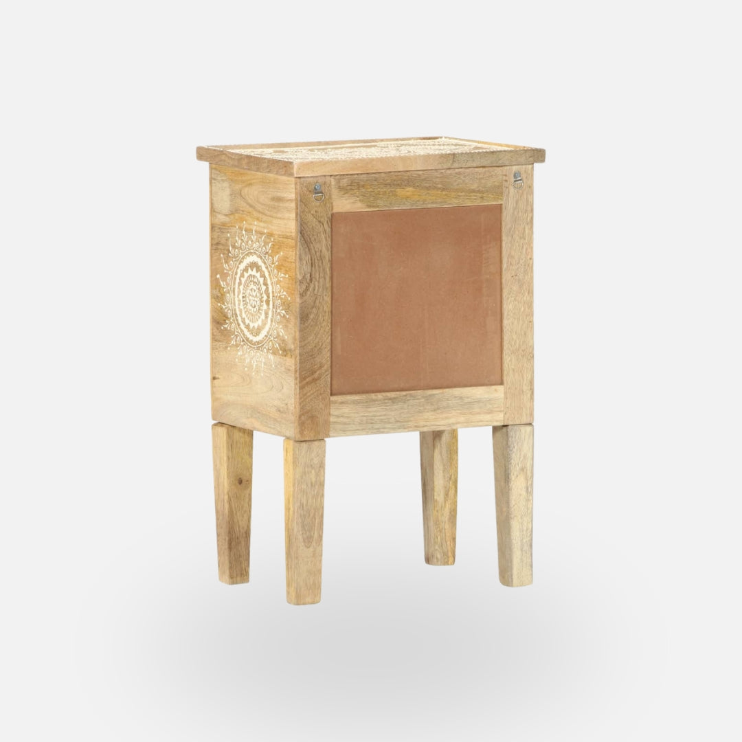 Hand-Painted Design Mango Wood Nightstand