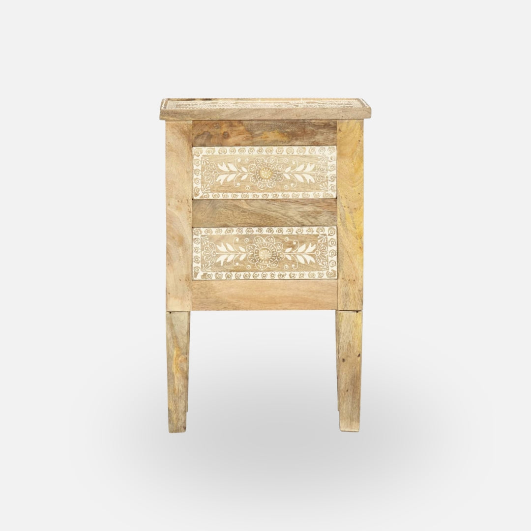 Hand-Painted Design Mango Wood Nightstand