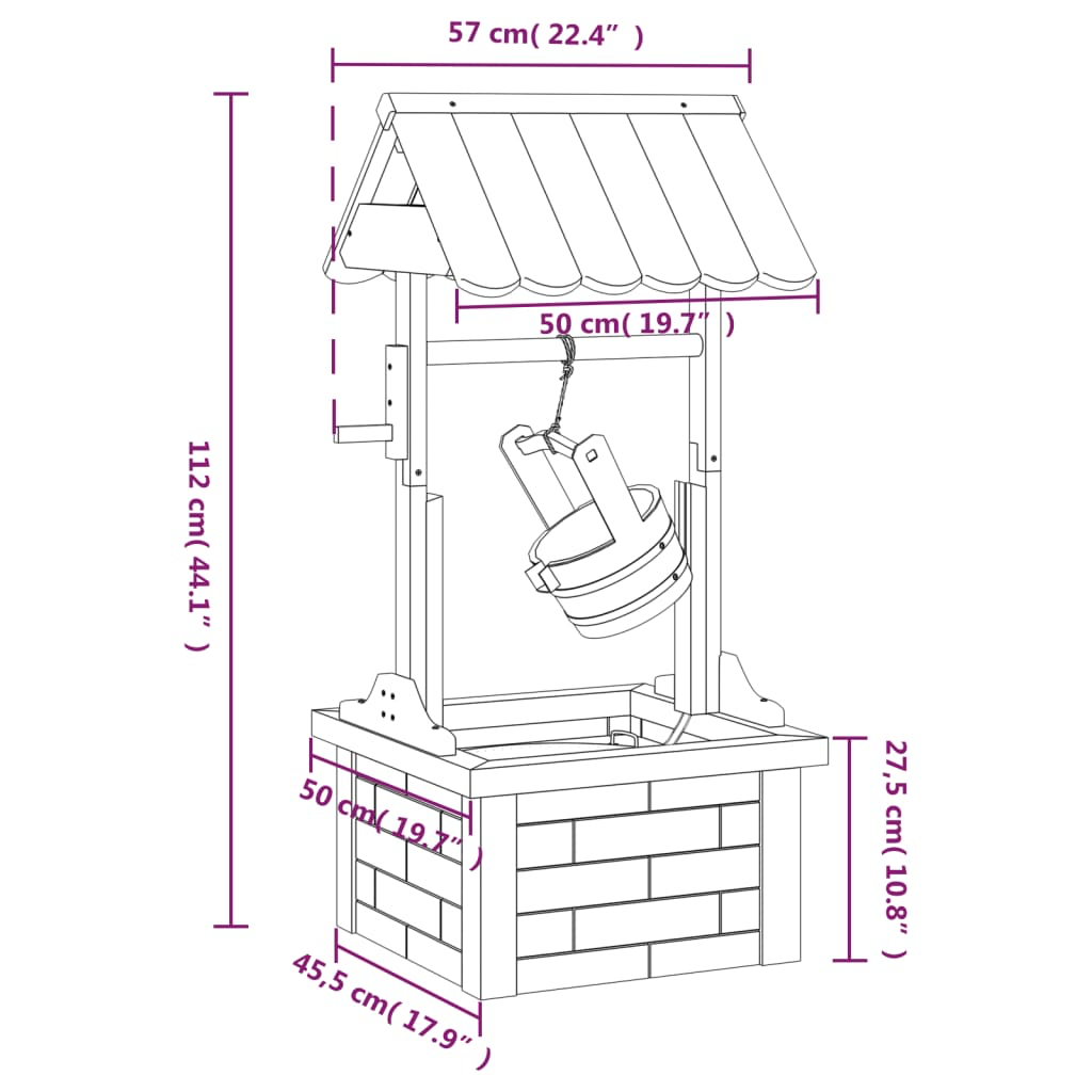 Wooden Wishing Well Fountain