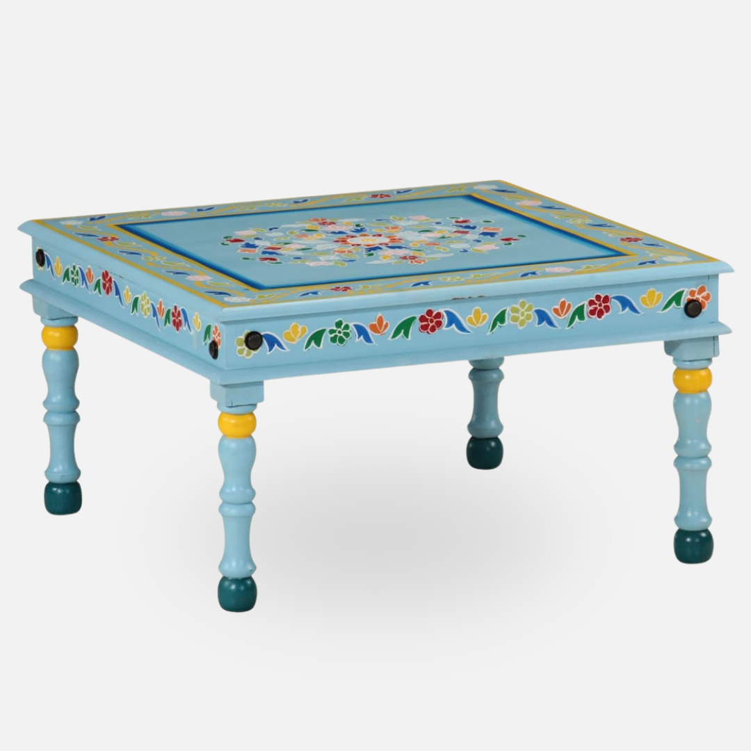 Hand-Painted Coffee Table Turquoise