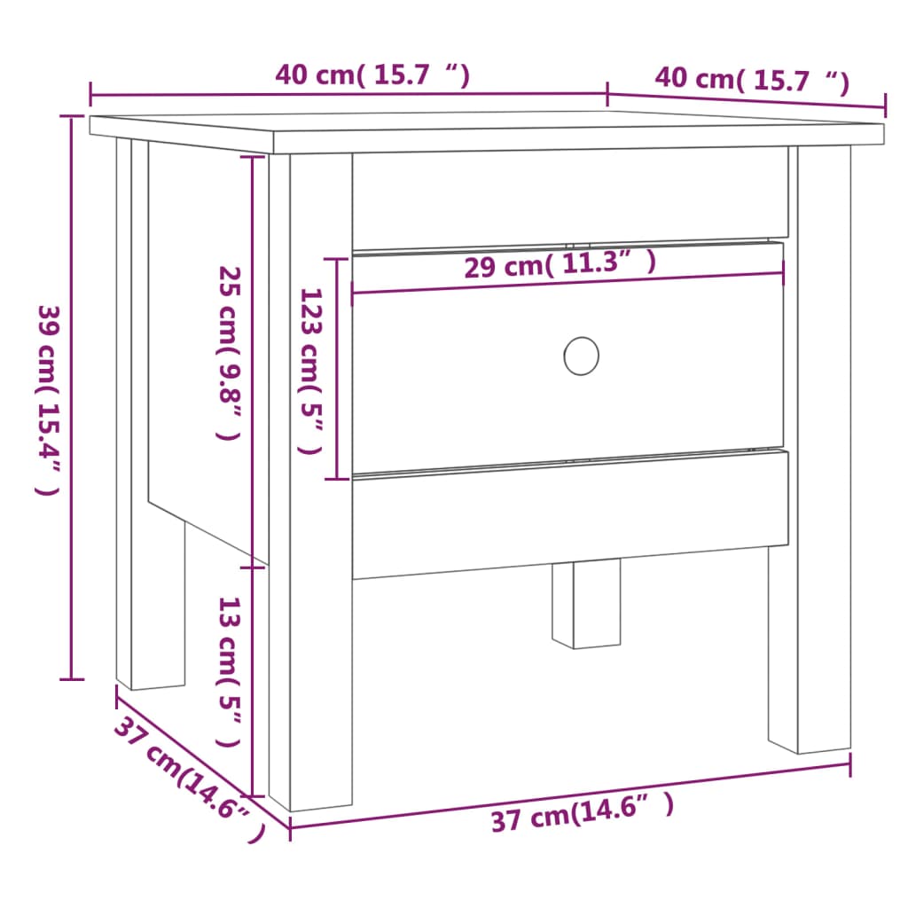 Contemporary Classic: Solid Pine Wood Side Table - 40x40x39 cm