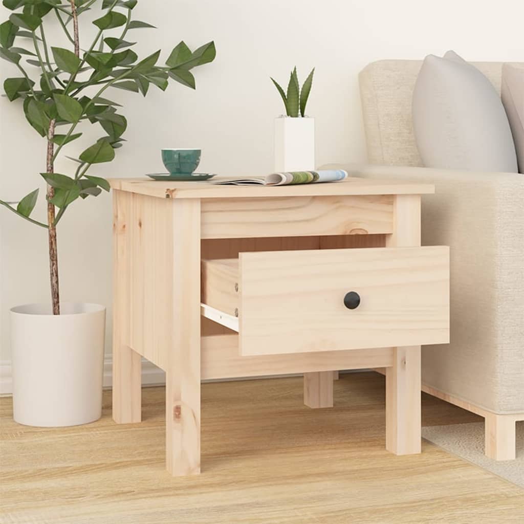 Contemporary Classic: Solid Pine Wood Side Table - 40x40x39 cm