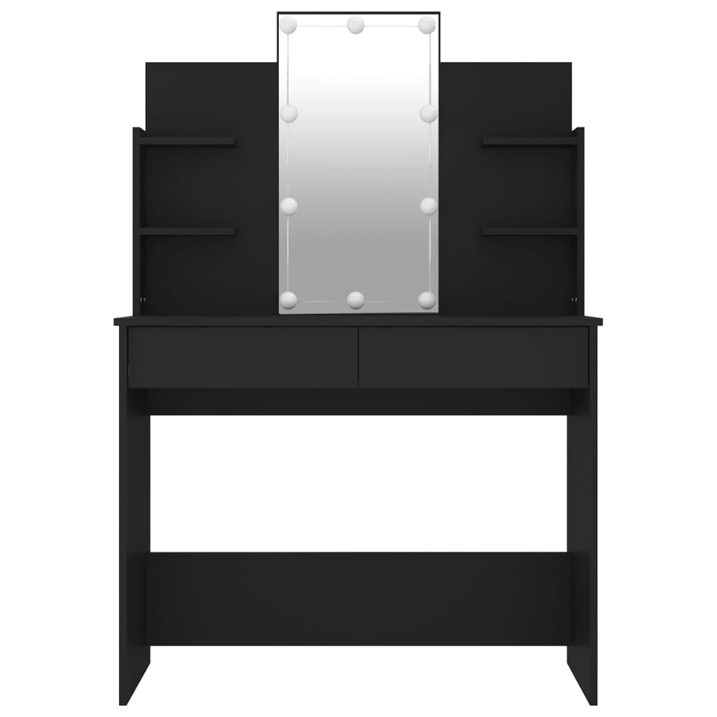 Elevate Your Vanity: LED-lit Black Dressing Table, 96x40x142 cm