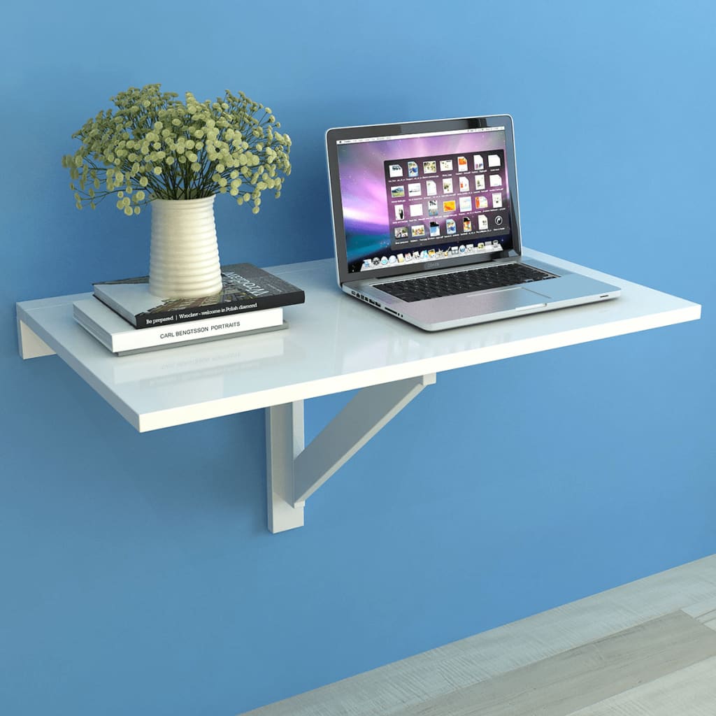 Elegant and Versatile: White Folding Wall Table by HomeInspiro