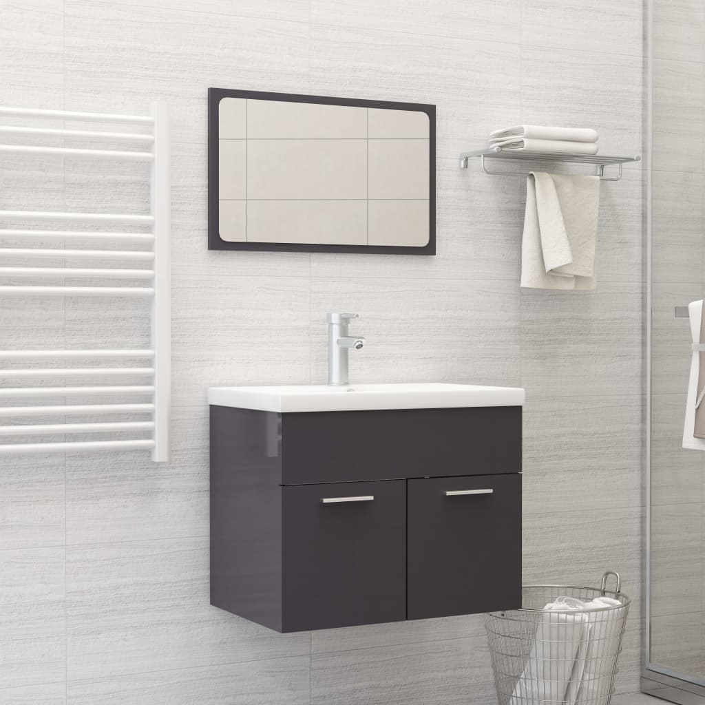 Revamp Your Bathroom: Stylish Grey Engineered Wood Furniture Set