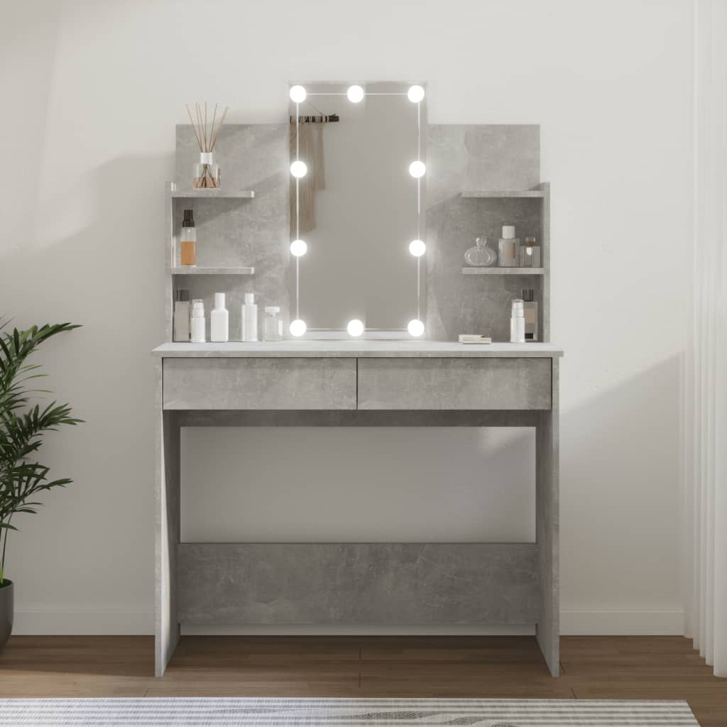 Elevate Your Vanity: LED-lit Black Dressing Table, 96x40x142 cm