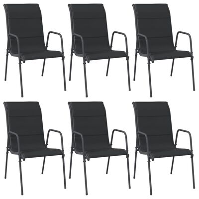 6 Garden Chairs Steel and Textilene Black