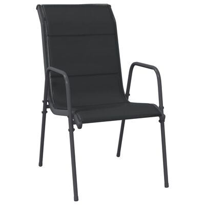 6 Garden Chairs Steel and Textilene Black